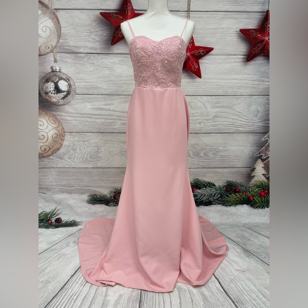 Long Bridesmaid Formal Mermaid Peach Graduation Spaghetti Strap Gown Dress,US2;6 - Picture 5 of 13